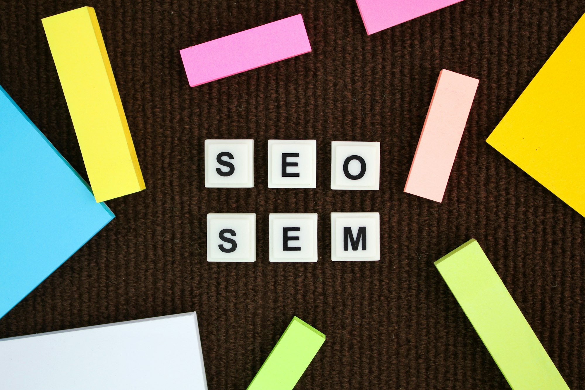 alphabet letters with SEO and SEM.